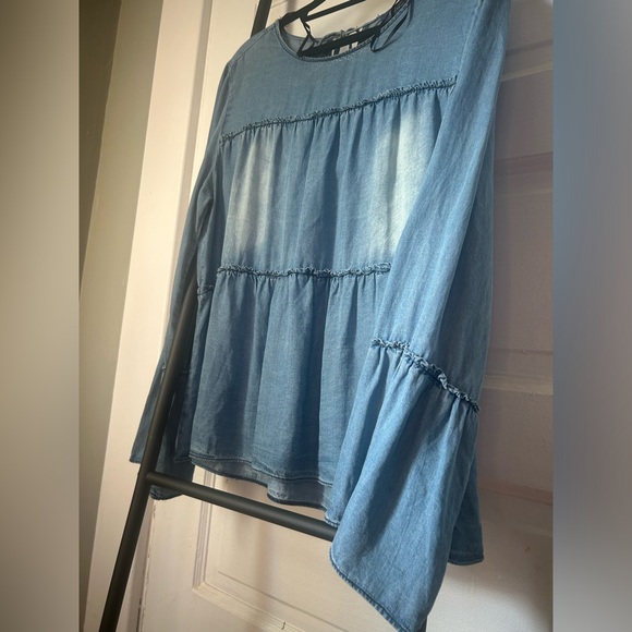 Blue Rain Size Large Denim Long Sleeve Top - Picture 4 of 11